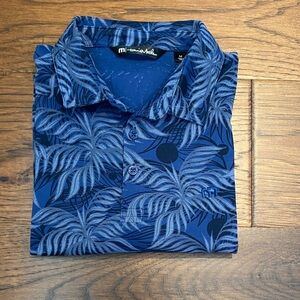 Travis Mathew Navy Palm Print Polo